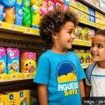 터닝메카드 완구 판매 경로 - A vibrant and detailed scene inside a well-lit Brazilian toy store aisle, showcasing multiple Turnin...
